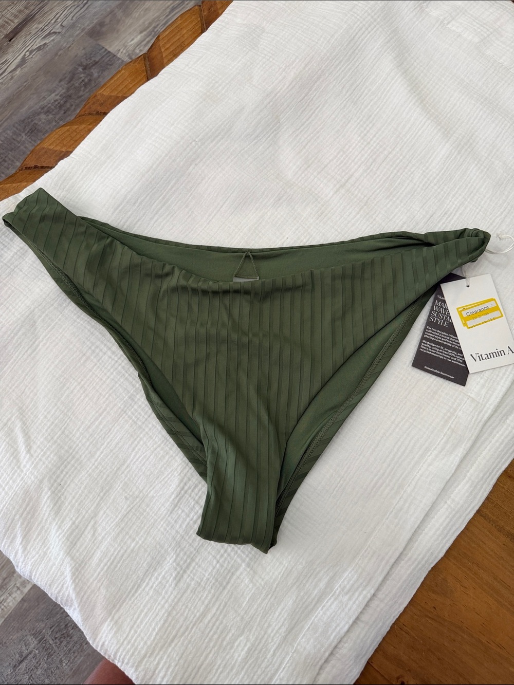 Vitamin A Olive Green Ribbed Bikini Bottom